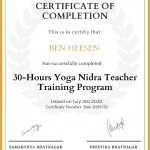 Certificate of 30-Hrs Yoga Nidra Teacher Training Program